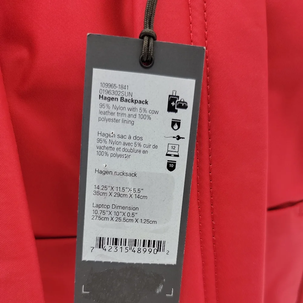 Tumi Red Backpack with Gold Hardware